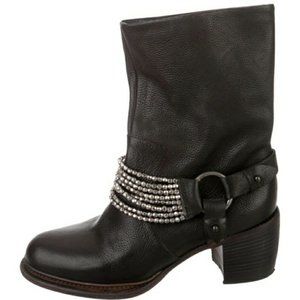 Vera Wang Natasha Beaded Black Moto Boots 7.5 M